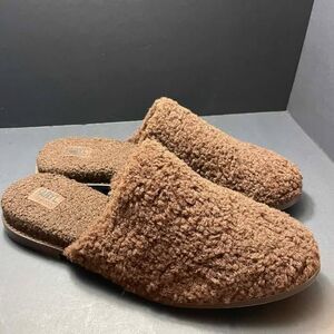 Faryl Robin Brown Fuzzy Faux Fur House Slippers Size 12 Women's Memory Foam